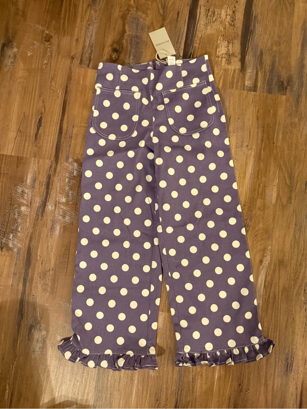 NWT Purple Polka Dot Ruffle Hem Pants